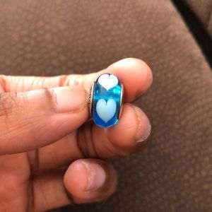 Blue heart murano charm